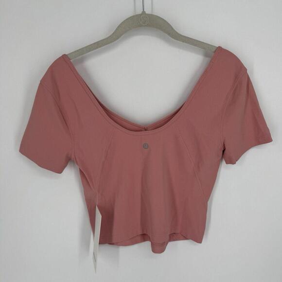 Lululemon Shirt Women’s 8 pink align tee crop workout running preppy summer - Picture 6 of 6